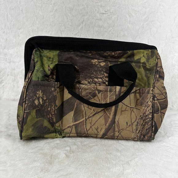 Vintage Camo Hunting field bag metal hinge top zipper closure realtree